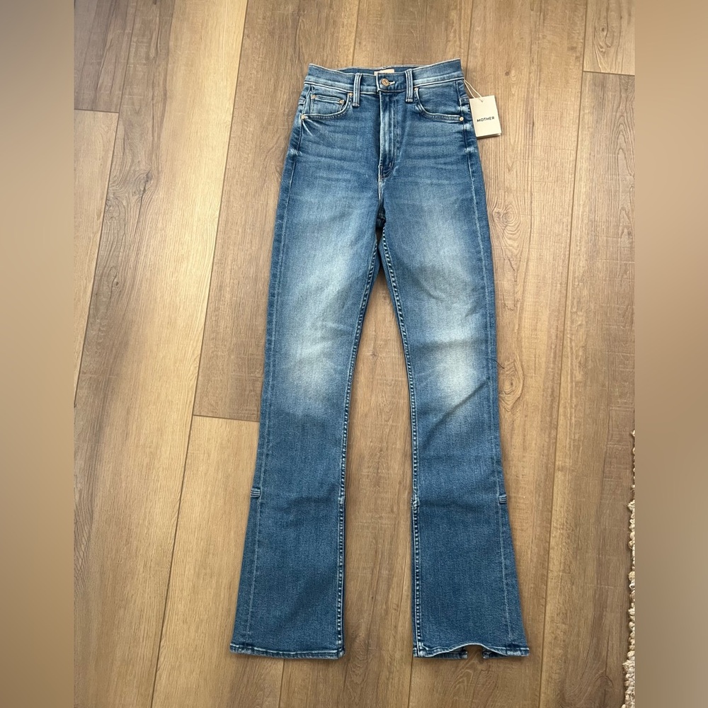 MOTHER Outlaw Wedge Heel Jeans with slit in back